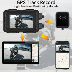 오토바이 카메라 FHD 1080P 듀얼 렌즈 오토바이 자전거 비디오 레코더 방수 나이트 비전 GPS 와이파이 대시 캠 모토