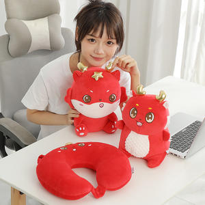 Almohada de viaje con forma de U de dragón, 28x26x14cm, de poliéster con diseño de dibujos animados, para regalo navideño - Product Image 4