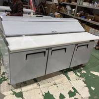 Table de préparation commerciale numérique à température contrôlée pour sandwichs, pizzas et salades, avec réfrigérateur manuel et vitrine réfrigérée de comptoir pour pizzas