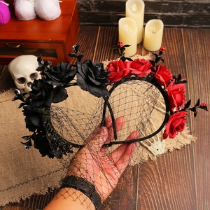 Halloween <b>Rose</b> Net, Gauze, Headband, Ghost Festival Performance, Headband, Dark Garland, Veil, Headband and Hair - Product Image 4