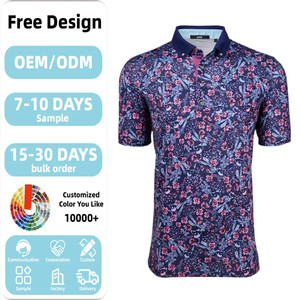 Chemise de golf pour homme à col imprimé par sublimation personnalisée, polyester performant, évacuation de l'humidité, séchage rapide, <span class=keywords><strong>manches</strong></span> <span class=keywords><strong>courtes</strong></span> - Product Image 1