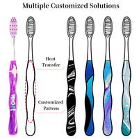 Brosse à dents transparente en PS, brosse dentaire de luxe, poils en nylon doux 610, poignée antidérapante OEM, fabricant de brosses à dents