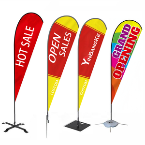 Teardrop Flying Banner Beach Flagpole Sale Now Open House Car Wash Swooper Drapeau de plumes imprimé personnalisé avec base à pointes - Product Image 2