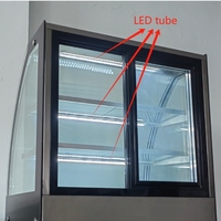 Vitrine de présentation de gâteaux en verre carrée YT900FT, refroidisseur de boissons, contrôle numérique de la température, refroidissement par ventilateur, acier inoxydable, LED, boulangerie