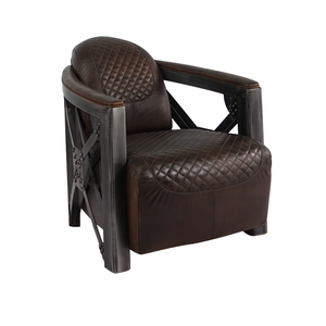 Fauteuil de salon en cuir, mobilier de luxe en aluminium, style Vintage et moderne - Product Image 1