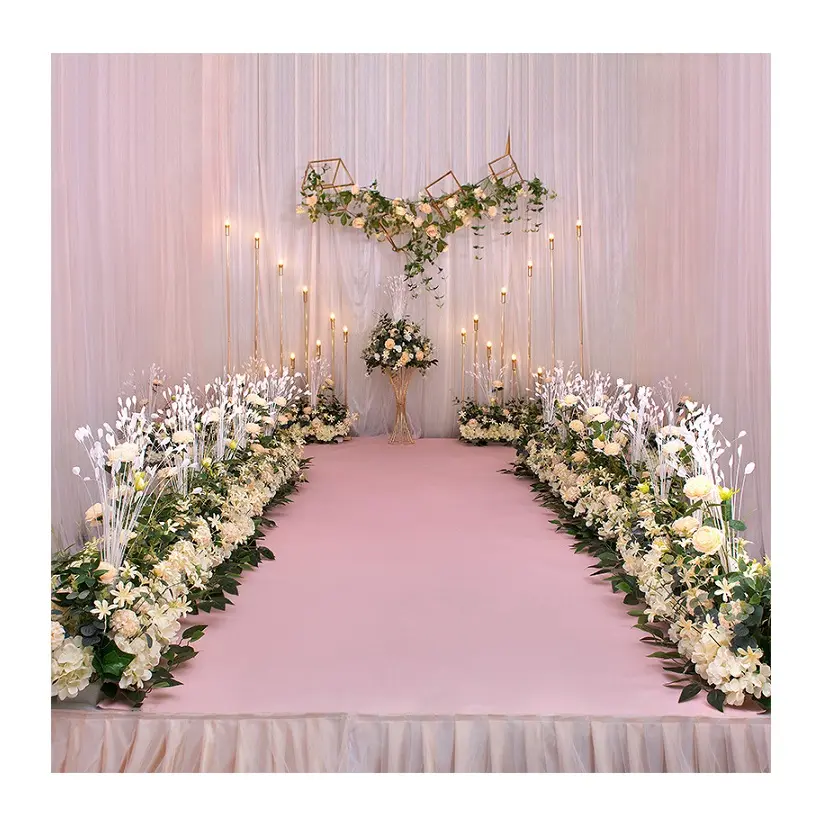 2021 all'aperto decorazione di cerimonia nuziale fase strada piombo centrotavola prop fiori di nozze fila