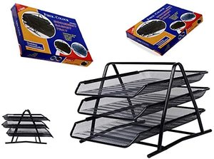 SHIRLEY YA Organisateur <span class=keywords><strong>de</strong></span> <span class=keywords><strong>bureau</strong></span> professionnel en métal <span class=keywords><strong>de</strong></span> haute qualité à 3 niveaux, avec <span class=keywords><strong>plateau</strong></span> coulissant pour documents et lettres, accessoires - Product Image 3