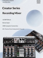 Console de mixage compacte TopYun KR-4, alimentation 12V DC, pour spectacles en extérieur, usage domestique, professionnelle, 16 types de réverbération numérique, USB, métal