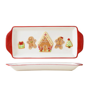 <strong>Christmas</strong> Gingerbread Man Long Ceramic Travel Design Cartoon <strong>Christmas</strong> <strong>Eve</strong> Holiday Decoration <strong>Plate</strong> for Cake and Snacks - Product Image 5