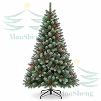 Arbre de Noël artificiel MaoSheng de haute qualité avec base, lumières LED, en PE/PVC, effet cèdre, neige artificielle, fournisseur personnalisé