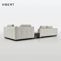 WBERT Canapé de salon moderne et décontracté pour plusieurs personnes-Tissu gris avec cloison de table basse Canapé en forme de L Meubles de maison