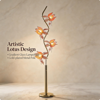 Lampe de table LED Lotus moderne la plus vendue, design floral en fer et verre, pour salon, chambre, lecture, étude, lampe sur pied personnalisée