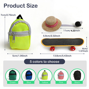 Ensemble de 3 jouets transfrontaliers pour petits animaux : <span class=keywords><strong>Lézard</strong></span>, Hamster, Tortue - Planche à roulettes pour animaux, Sac à dos, Chapeau - Superbe ensemble - Product Image 3