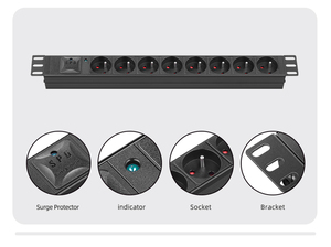 서버 랙 배전장비용 1U <span class=keywords><strong>8</strong></span> 방향 프랑스식 PDU 서지 라이트 및 과부하 LED - Product Image 5