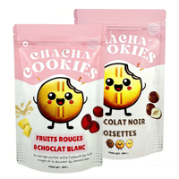 Sachet d'emballage alimentaire personnalisé pour bonbons, snacks, biscuits, avec fermeture éclair thermoscellable, pochette verticale refermable