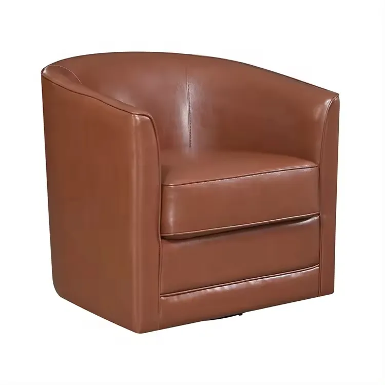 Американские Современные поворотные стулья с металлическим основанием для гостиной роскошные кожаные поворотные кресла