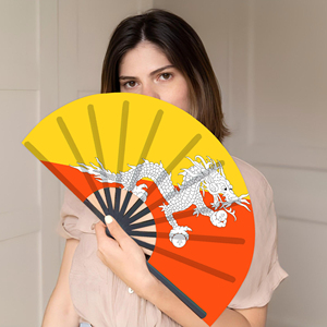 Abanicos Plegables de Bambú con la Bandera de Bután al por Mayor, Abanico de Mano para Carnaval, Boda, Festival, Fiesta, Agencia de Viajes - Product Image 3