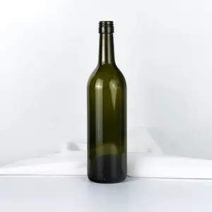 Cheap Empty 500ML 750Ml 1000ML Dark Green Round Liquor Brandy Bottle Glass Red Wine Bottle Wholesale