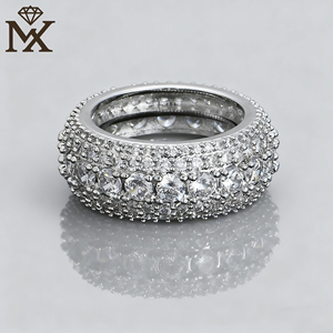 Anillo de cadena de Hip Hop de estilo cubano Unisex de plata 925, ajuste de cinco filas, anillo de Boutique de Zirconia cúbica, joyería de regalo de boda. - Product Image 6