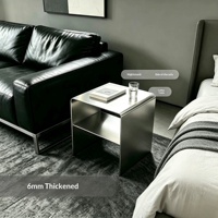 Table basse de style médiéval en acier inoxydable épaissi, table d'appoint, étagère de rangement, table de chevet multifonctionnelle
