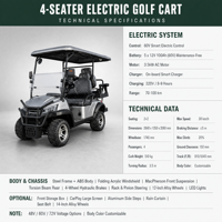 Mobil Golf Listrik 4 Kursi 60V Baterai Bebas Perawatan Kaca Depan Lipat Lampu LED untuk Villa