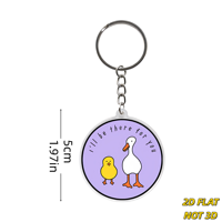 Porte-clés en acrylique 'Je serai là pour toi' avec motifs Canard et Poussin, Breloque de sac et accessoire de porte-clés pour l'amitié et les amoureux des animaux