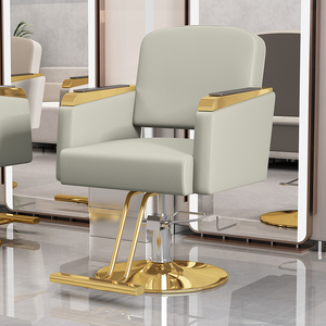 Z qm High-end Hair Salon Furniture <b>Armchair</b> Can Rotate and Lift Stainless Steel Black Metal Barber Chair - Product Image 4