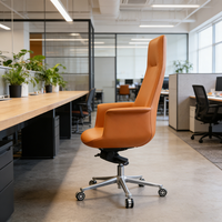 Chaise de bureau de direction moderne de luxe, chaise pivotante à dossier haut, design simple en cuir, mobilier commercial