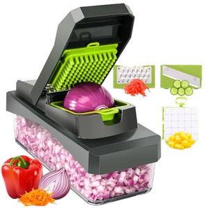 Coupe-légumes multifonctionnel 16 en 1, <span class=keywords><strong>mandoline</strong></span> manuelle avec 7 lames, hachoir à aliments, hachoir à oignons, gadget de cuisine - Product Image 1