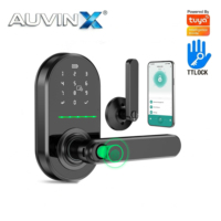 Serrure de porte intelligente biométrique par empreinte digitale Auvinx, WiFi, mot de passe, sans clé, carte IC, serrure de porte d'appartement, serrure de porte numérique Tuya BLE TTlock