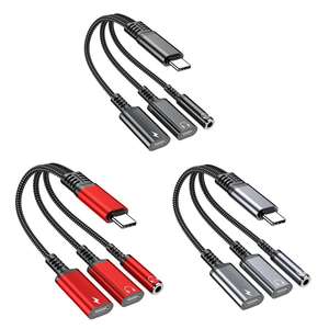 Adaptador OTG USB C <span class=keywords><strong>3</strong></span> em 1 com Saída Dupla USB C, Conector de Fone de Ouvido de <span class=keywords><strong>3</strong></span>,5mm e Carregador Tipo C com Cabo Dongle de Carregamento Rápido PD 60W - Product Image 1