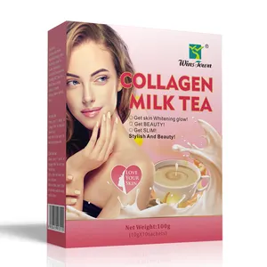 Winstown collagen beauty milk tea Aloe Vera organic powder healthy natural women skin whitening glow slim instant detox powder