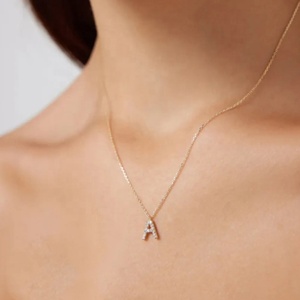 Collar con Letra Inicial de Moda para Mujer, Chapado en Oro de 18K, Colgante de Zirconia, Collar con Letra del Alfabeto de Acero Inoxidable para Hombre y Mujer - Product Image 5