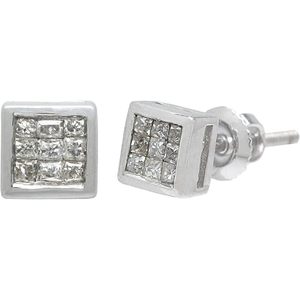 Pendientes de Diamantes con Corte Princesa Ornaatis, 0.19 Cttw, Oro Blanco de 14K, Color G-H, Claridad SI, para Uso Diario de Mujeres - Product Image 1