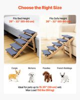 Rampe pliable en bois écologique pour chiens et chats avec 4 niveaux - Escalier portable pour animaux de compagnie pour lits et voitures