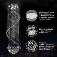 Lustre Pendentif Grande Villa Luxe en Cristal Moderne, Longue Ligne LED pour Plafond Haut et Escalier