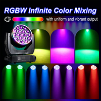 Cabeza móvil Wash 19x15W RGBW 4 en 1 con efecto de anillo LED, zoom, estroboscópico y luz de escenario DMX512 para DJ, discoteca, club, fiesta, boda, bar
