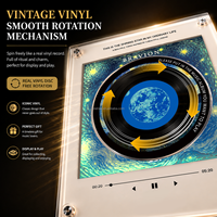 BRAVION Van Gogh Nuit étoilée NFC Lecteur de musique magnétique pour réfrigérateur, tourne-disque vinyle personnalisé pour la décoration de cuisine ou de bureau