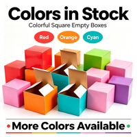 Boîte carrée vide colorée en stock, 6 couleurs disponibles, carton pliable, boîte mystère vierge, commande en gros