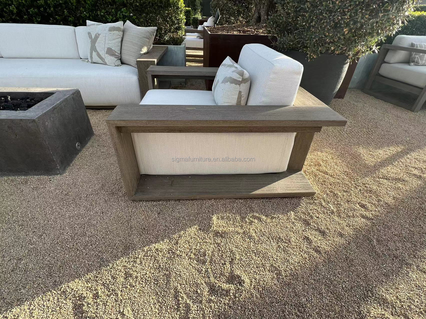 Fashionable garden sofas new arrival modern teak wood outdoor furniture patio sofa set