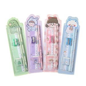 Artículos de Papelería Coreanos Kawaii para Niños, Regla, 2 Lápices, Sacapuntas, Borrador, Juego de Papelería para Niños, Regalo para Niños - Product Image 3