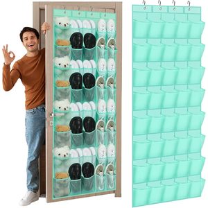 40 Pocket Over The Door <b>Shoe</b> Organizer Hanging Mesh Rack Turquoise For Closet <b>Storage</b> - Product Image 1