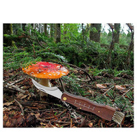 Couteau pliant Chasseur de champignons Lame d'élagage en acier inoxydable avec manche en bois dur