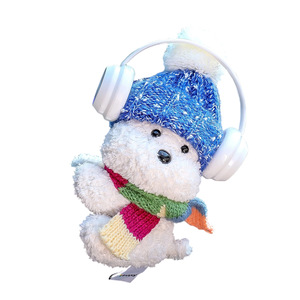 Cartoon Animal Car Dashboard Ornament Plush Bear With Hat And Scarf For Interior Decoration Gift For Girls - Product Image 5