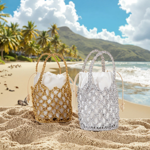 <span class=keywords><strong>Borsa</strong></span> Cosmetica Glitterata all'Uncinetto Traforata Stile Nazionale da Donna, <span class=keywords><strong>Borsa</strong></span> Artigianale Carina per Bambini, <span class=keywords><strong>Borsa</strong></span> da Spiaggia Fatta a Mano - Product Image 4