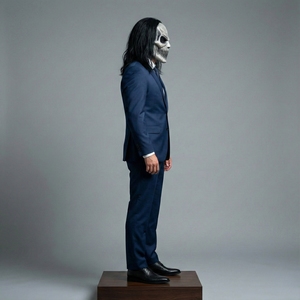 Maschera in Lattice Realistica, Trendy, Divertente e Stravagante con Capelli Neri per Halloween, Cosplay e Oggetti di Scena per Case Infestate 18+ Anni - Product Image 6