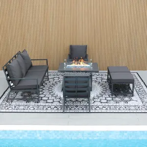 Hotel möbel Sets Patio Möbel Sets Garten Aluminium Sofa Set Möbel Mit Feuerstelle Tisch
