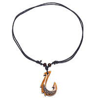 Collier pendentif hameçon de pêche Maori de Nouvelle-Zélande FX033, rétro, imitation polynésienne, amulette Maui, collier pour homme avec chaîne en corde, cadeau