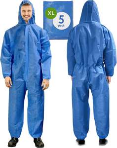 Combinaisons jetables Hubei Haixin pour hommes et femmes, combinaison de protection bleue, résistante à l'eau, en SMS polypropylène, combinaison de peintre avec capuche - Product Image 2