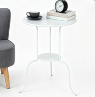 Table basse contemporaine à double niveau en métal avec structure en métal thermolaqué, design moderne pour salon, meubles de maison